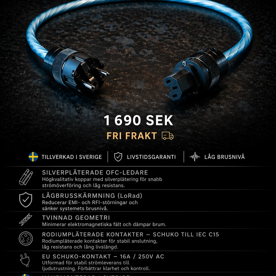 Falk Audio Reference Power Cable – handgjord hifi strömkabel